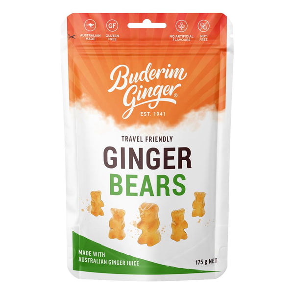 Buderim Ginger Travel Friendly Ginger Bears 175g, Buderim Ginger