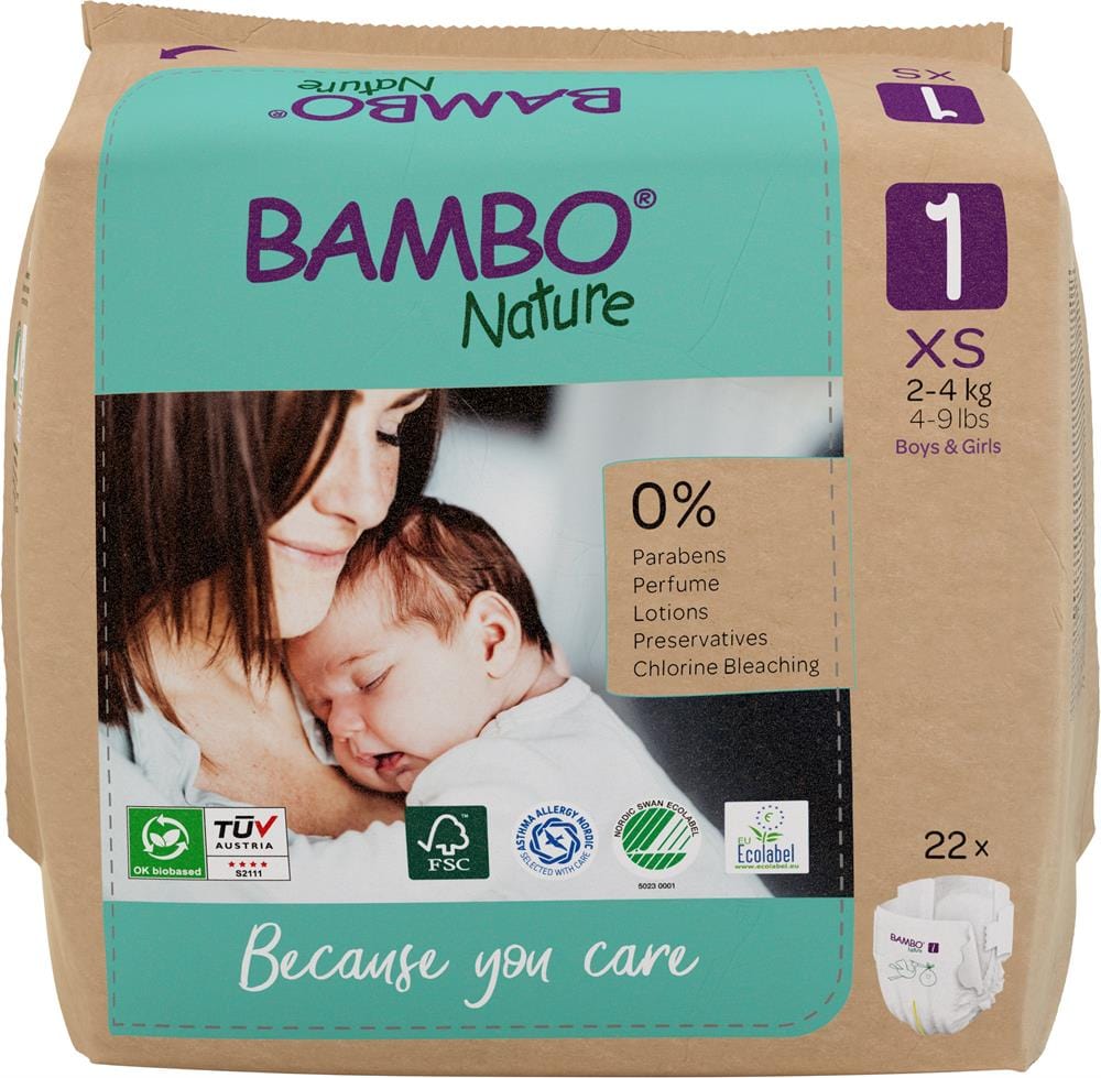 Bambo Nature Eco-Nappy Size 1 - 22 Nappies, Bambo Nature