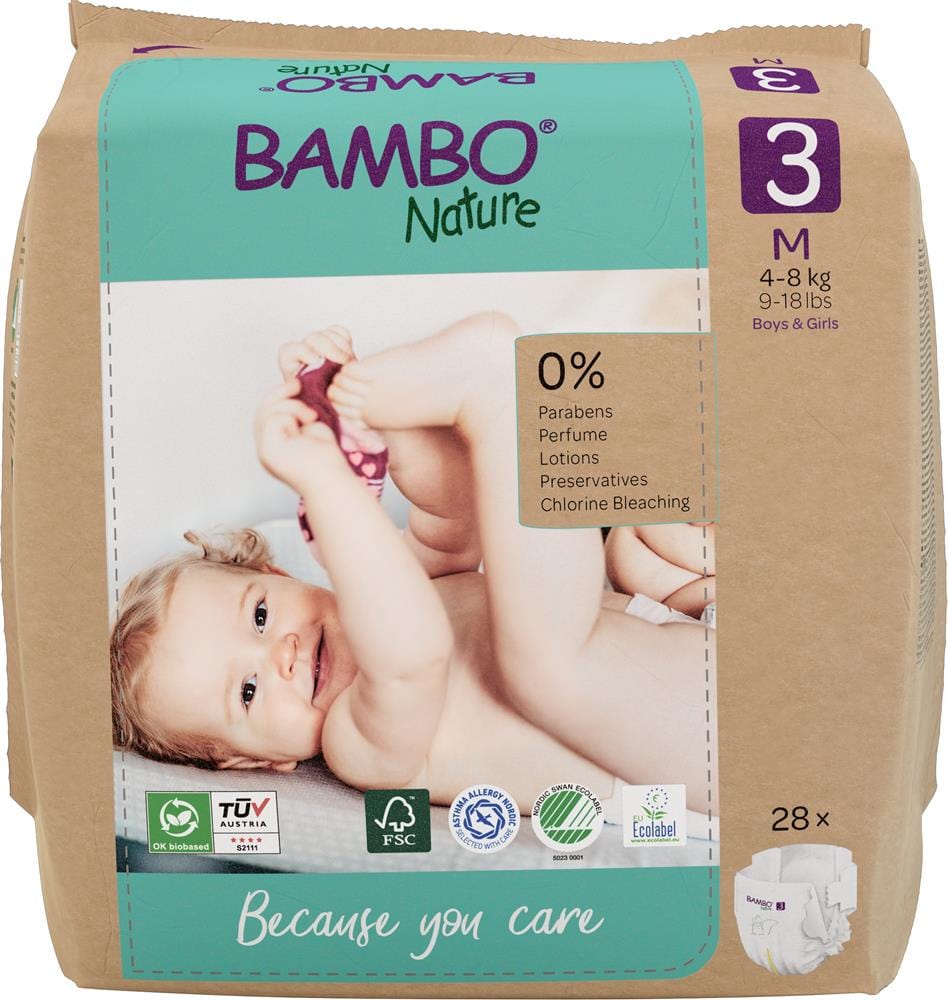 Bambo Nature Eco-Nappy Size 3 - 28 Nappies, Bambo Nature