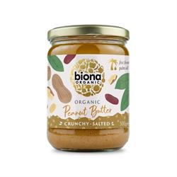 Biona Peanut Butter Organic Crunchy with Sea Salt 500g, Biona