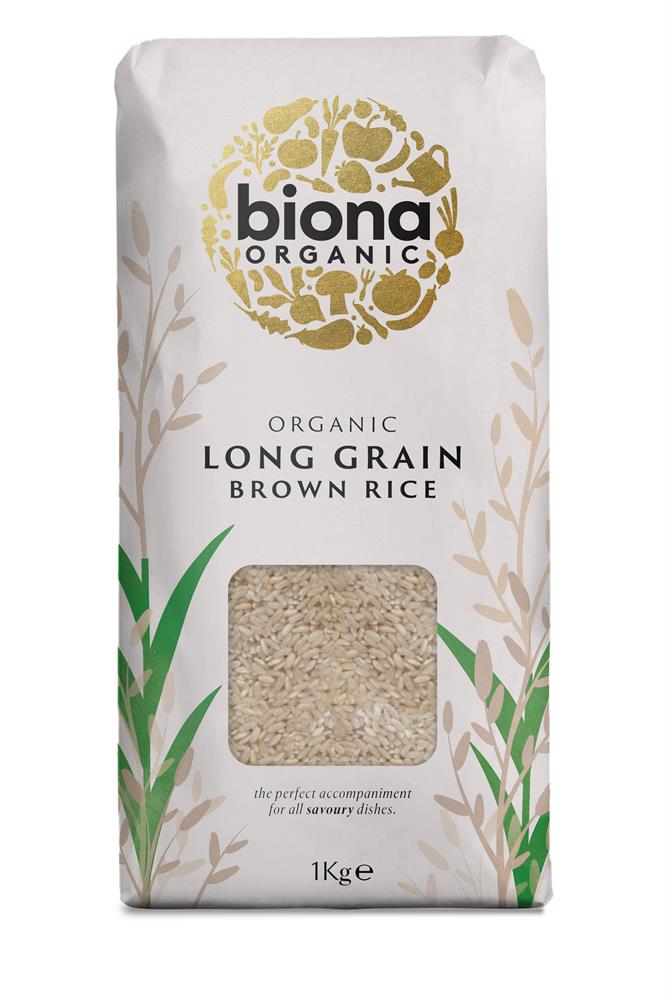 Organic Long Grain Brown Rice 1kg, Biona