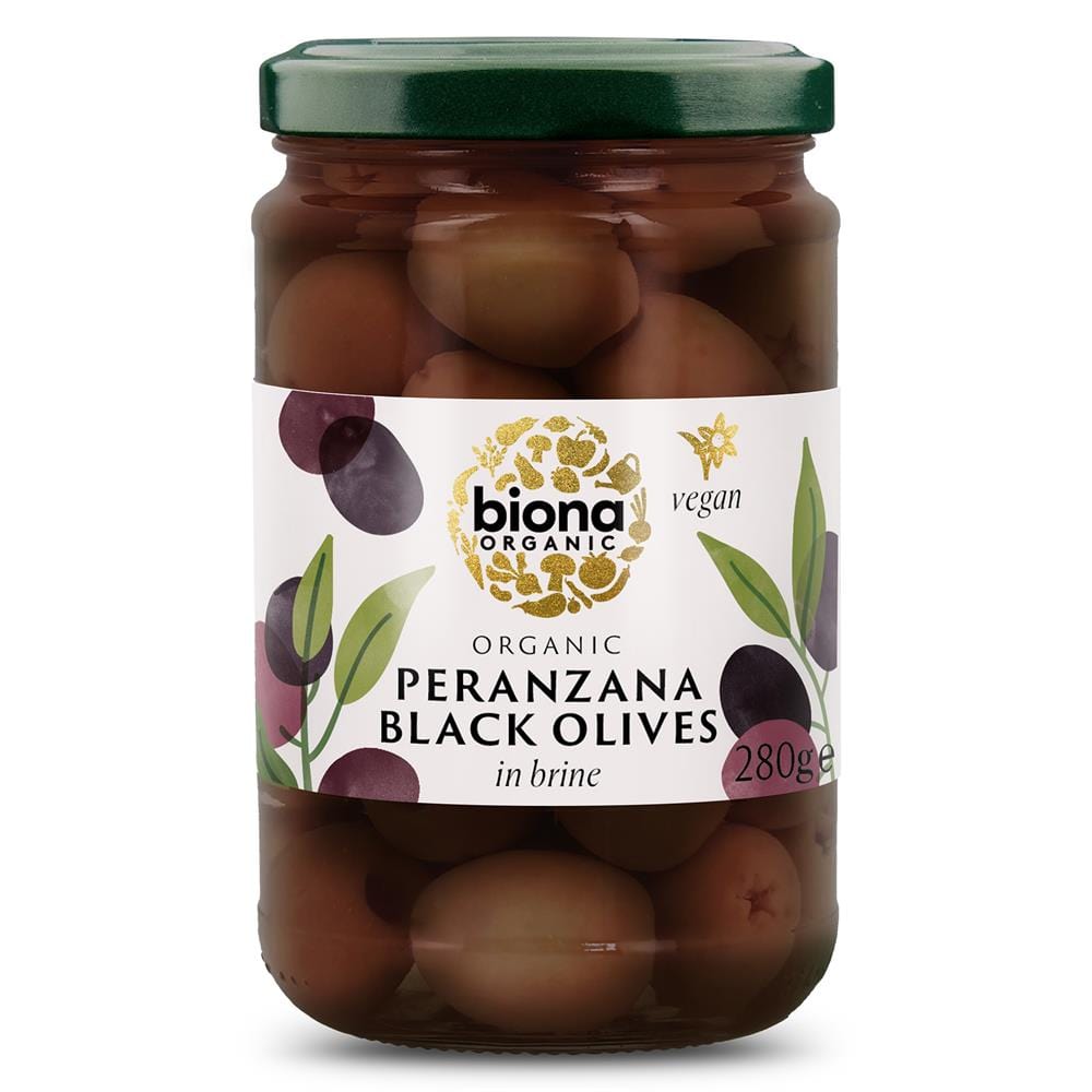 Biona Peranzana Black Olives in Brine Organic 280g, Biona