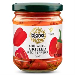 Biona Grilled Red Peppers in Oil Organic 190g, Biona