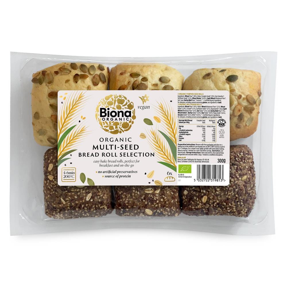 Organic Multi-Seed Bread Roll Selection 300g, Biona