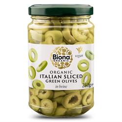 Italian Sliced Green Olives in Brine Organic 280g, Biona