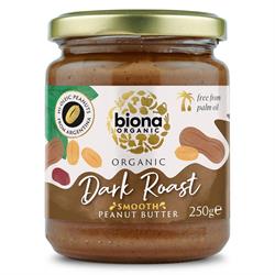 Biona Hi Oleic Dark Roast Peanut Butter Organic Smooth 250g, Biona