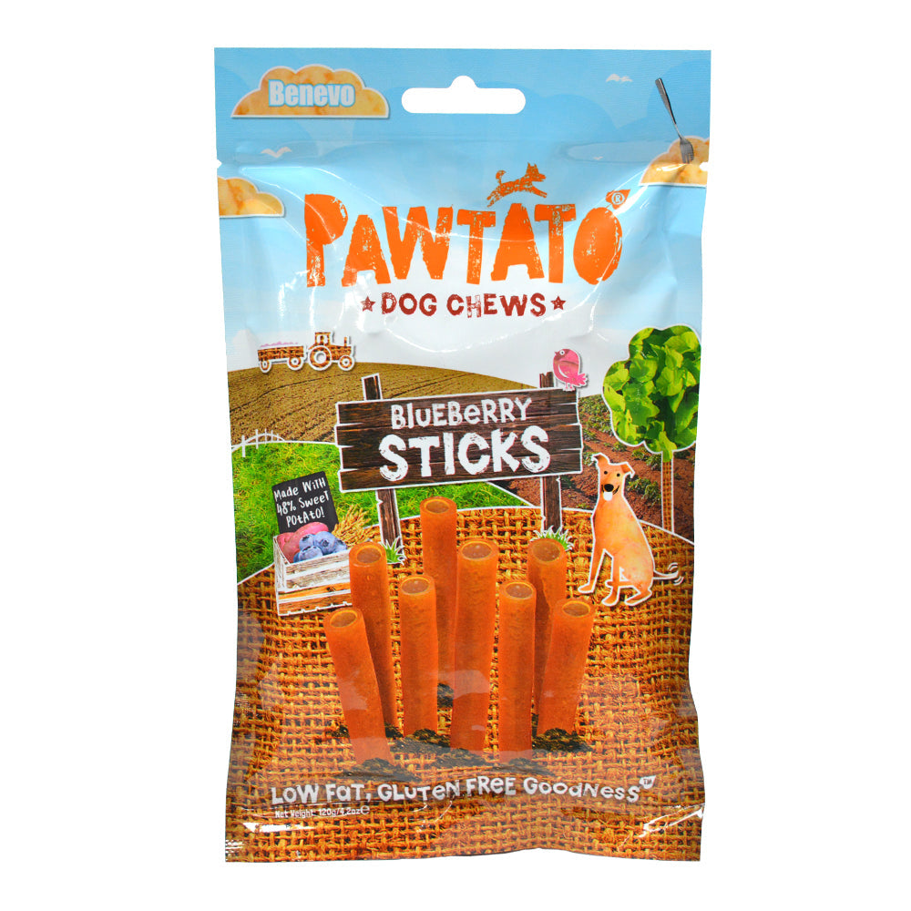 Pawtato Blueberry Sticks 120g, Benevo