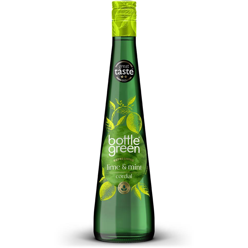 Lime and Mint Cordial 500ml, Bottle Green