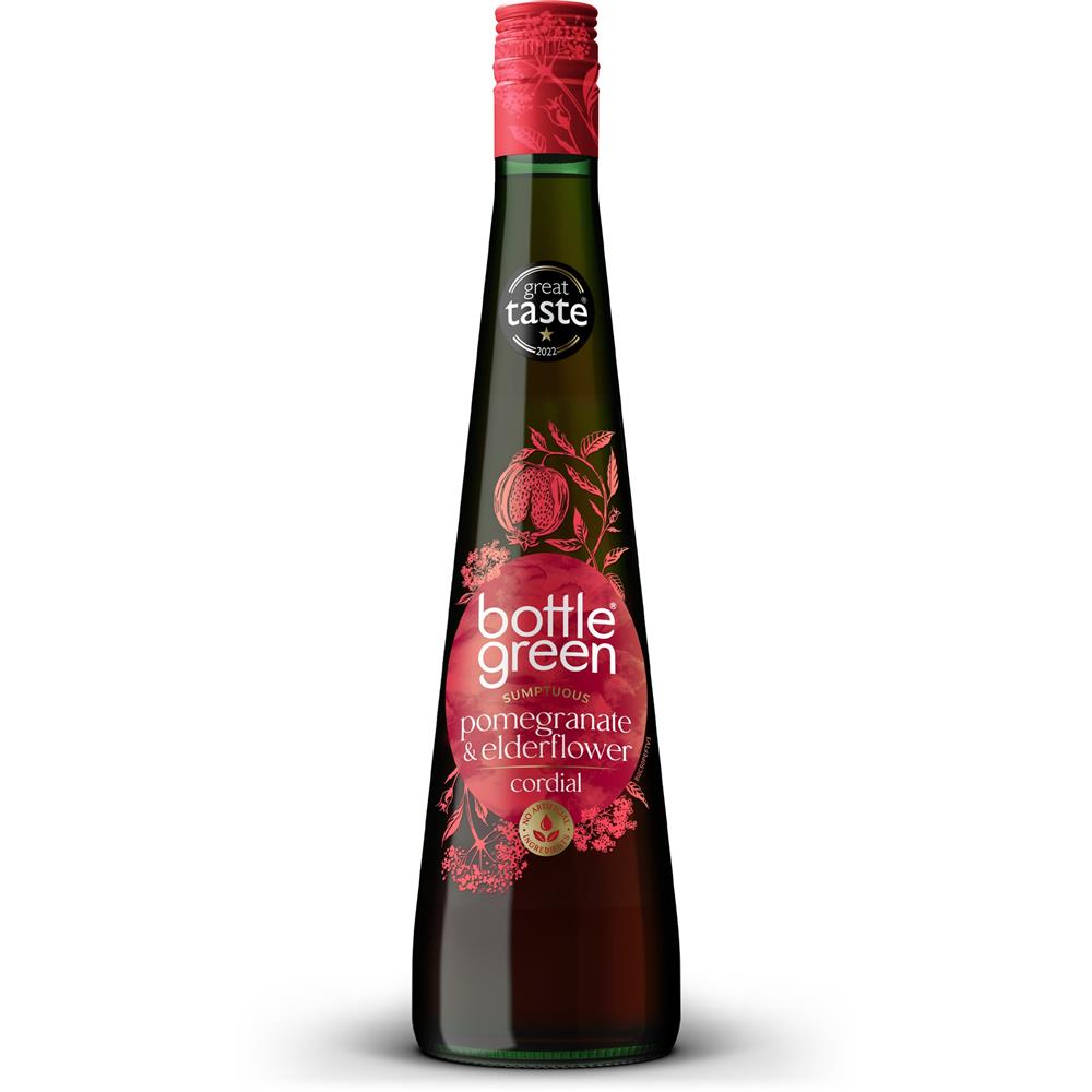 Pomegranate & Elderflower Cordial 500ml, Bottle Green