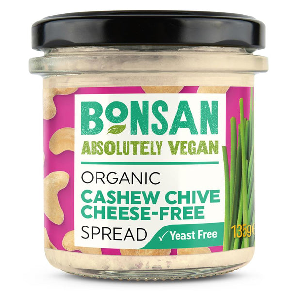 Bonsan Cashew Chive Cheese-Free Spread Organic Vegan 135g, Bonsan