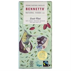 Organic Chocolate Bar Dark Mint 80g, Bennetto