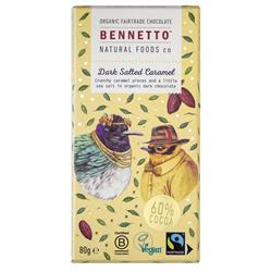 Organic Chocolate Bar Salted Caramel 80g, Bennetto