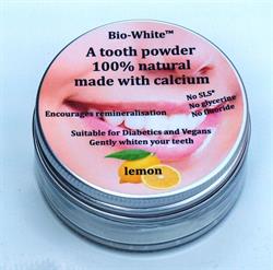 Organic Tooth Powder Lemon in a glass jar (plastic free) 35g, Bio-White