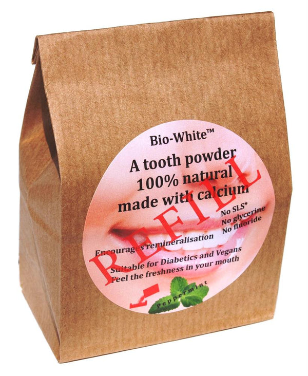 Tooth Powder Peppermint refill in a paper bag 35g, Bio-White