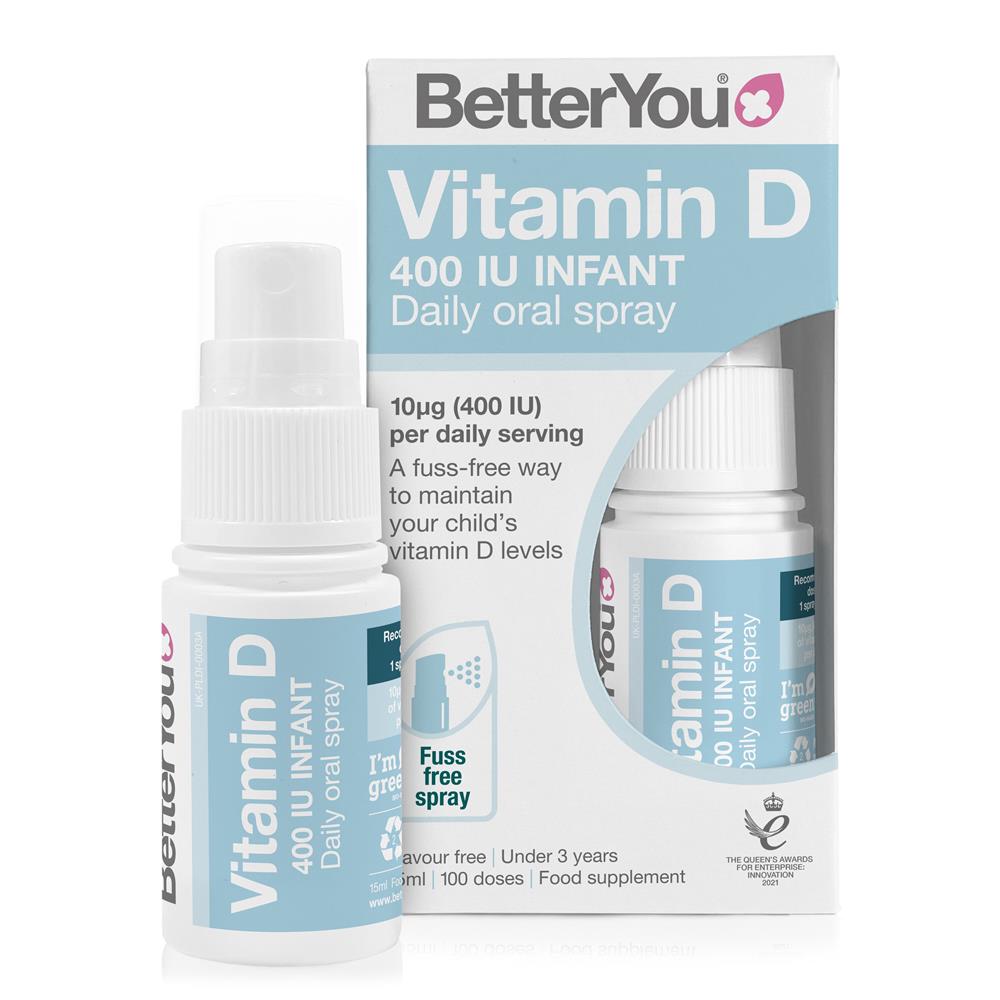 DLuxInfant Vit D Oral Spray 15ml 400IU (10ug) of vitamin D3, BetterYou