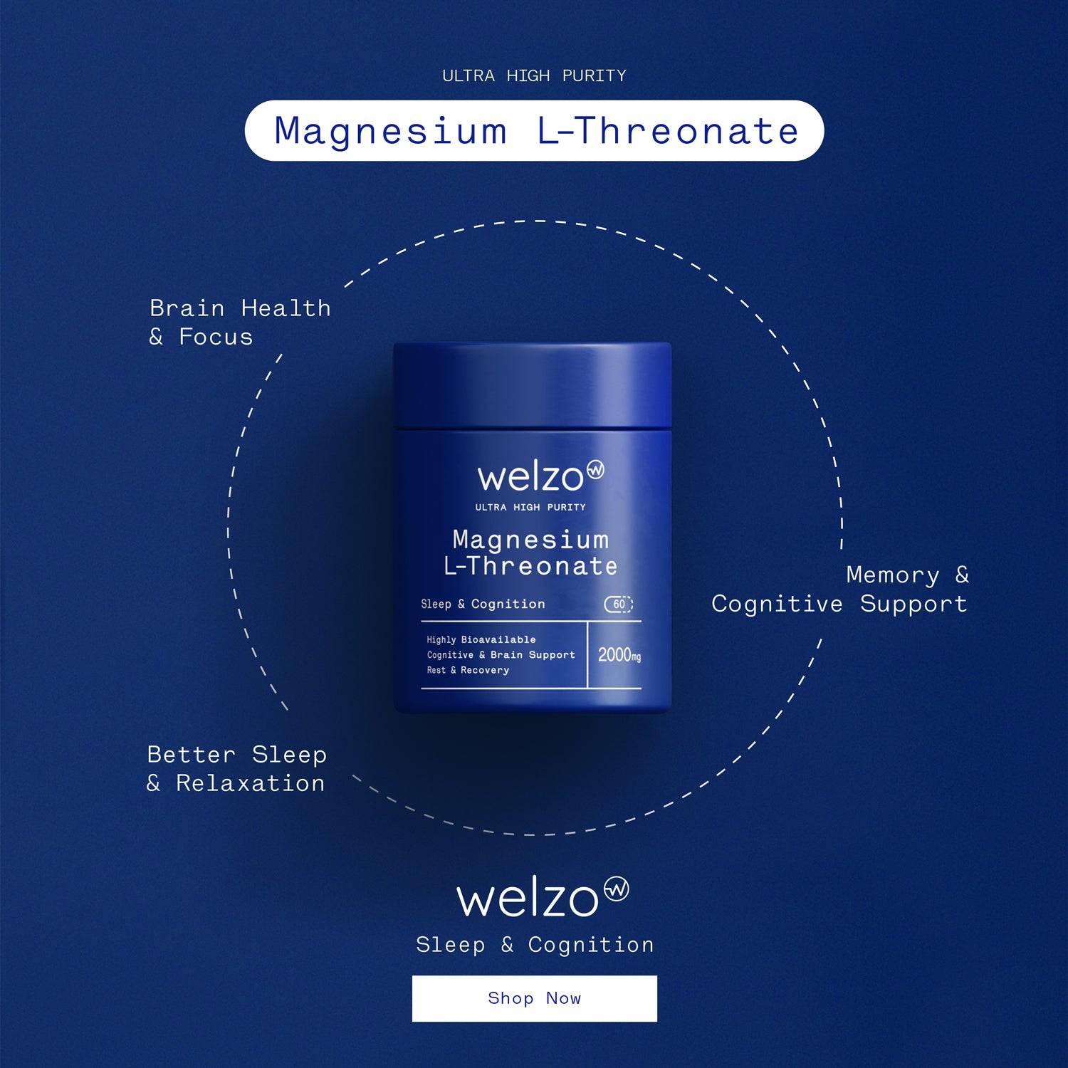 Welzo Ultra Purity Magnesium Threonate 2000mg
