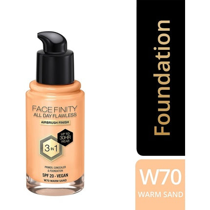 Max Factor Facefinity All Day Flawless Foundation 70 Warm Sand 30ml SPF 20