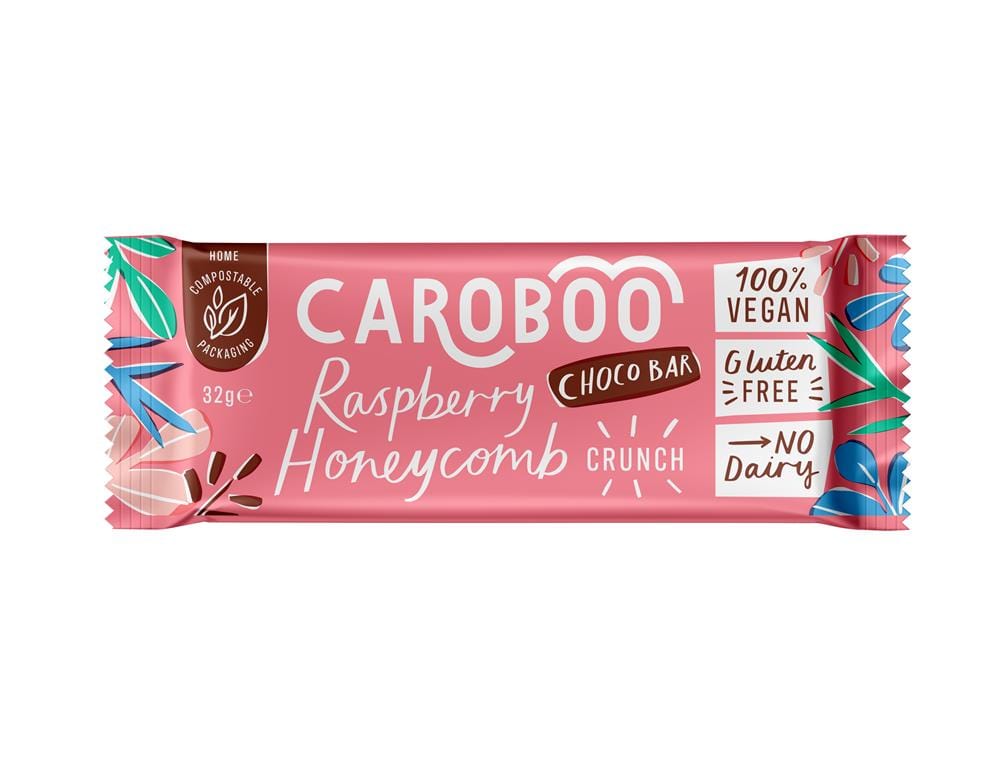 Vegan Raspberry & Honeycomb Crunch Bars 32g, Caroboo