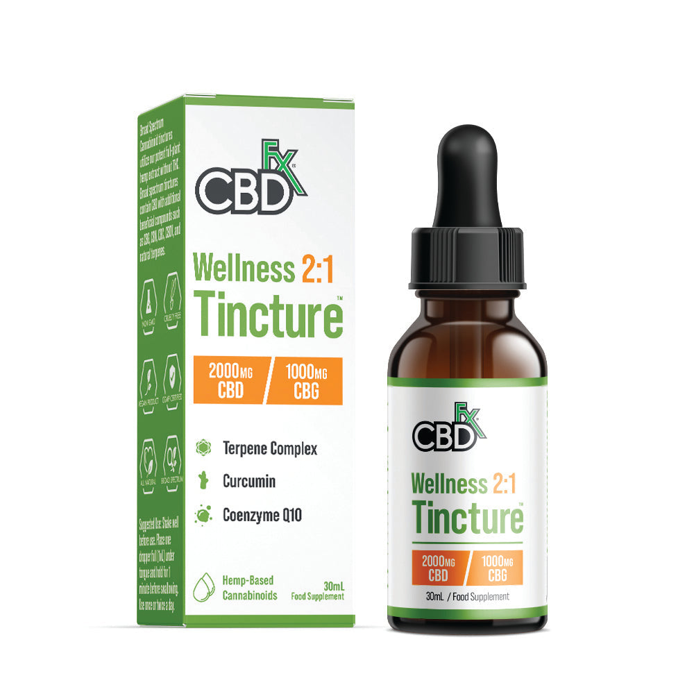 CBDfx Wellness 2:1 Tincture - 1000mg CBD/500mg CBG 30mL, CBDfx