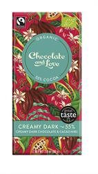 Organic/Fairtrade creamy dark chocolate with cacao nibs 55%, Chocolate and Love