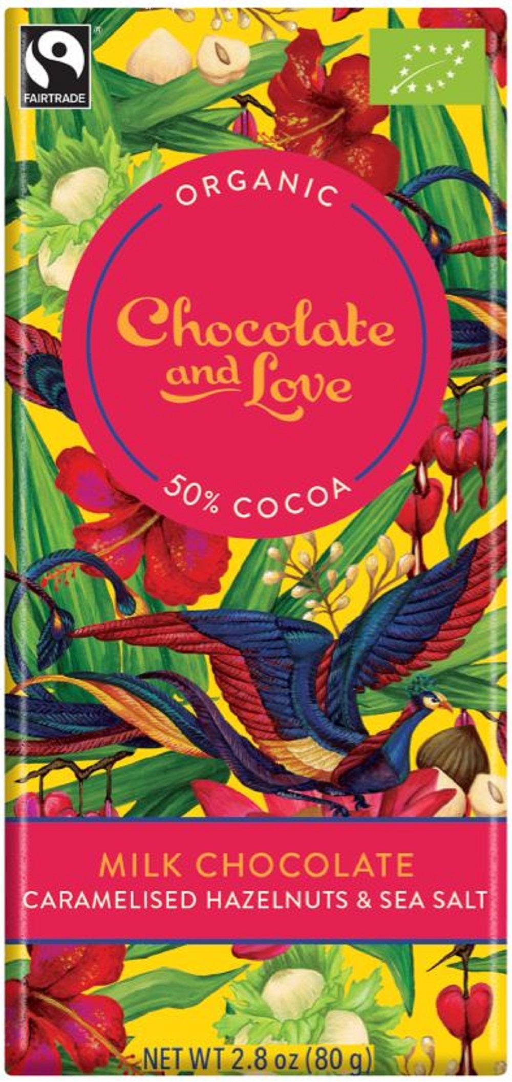 Milk Chocolate with Caramelised Hazelnuts & Sea Salt 80g, Chocolate and Love