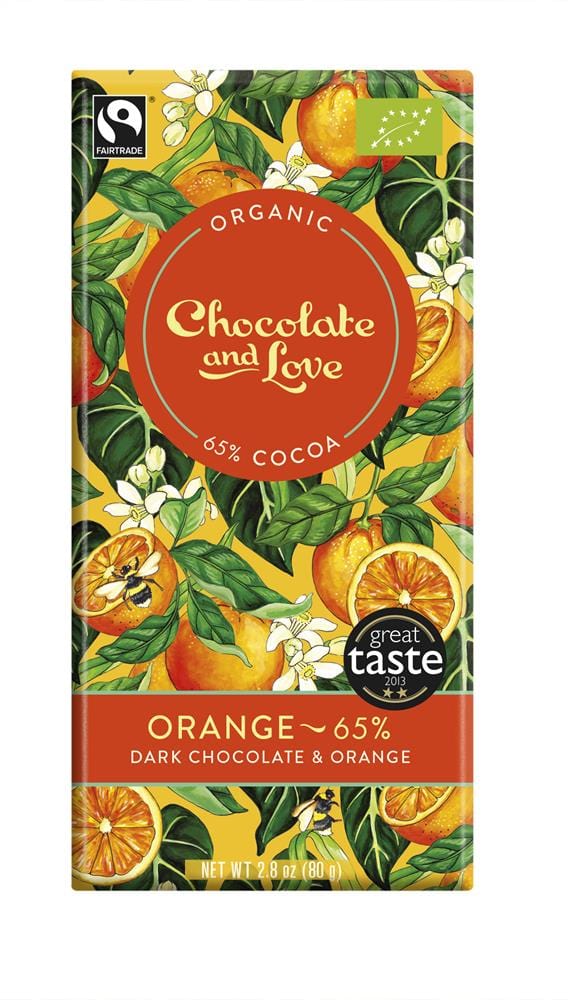 Vegan/Organic/Fairtrade Orange Dark Chocolate 65%, Chocolate and Love