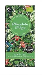 Organic/Fairtrade dark chocolate with peppermint crunch 67%, Chocolate and Love