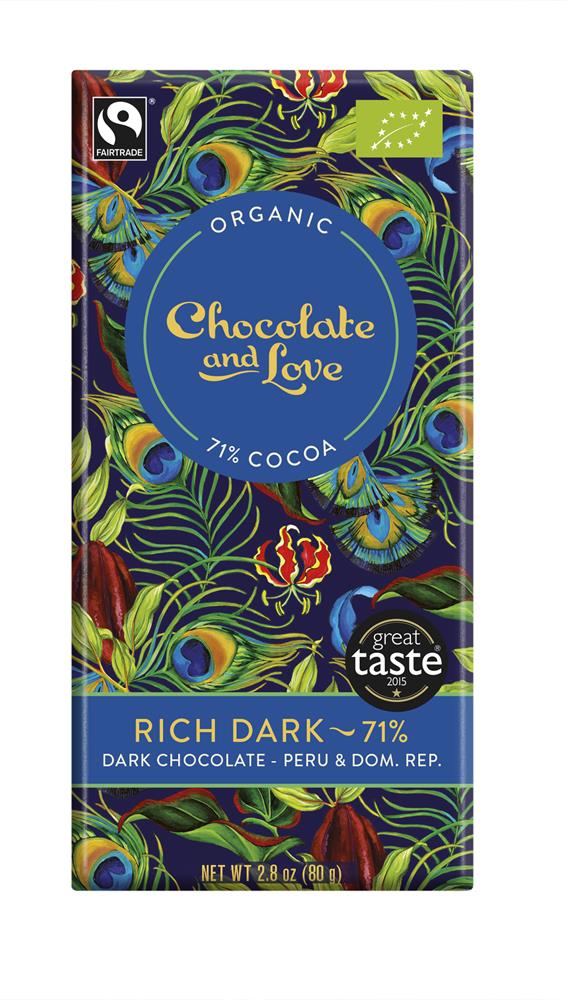 Rich Dark Organic/Fairtrade dark chocolate 71%, Chocolate and Love