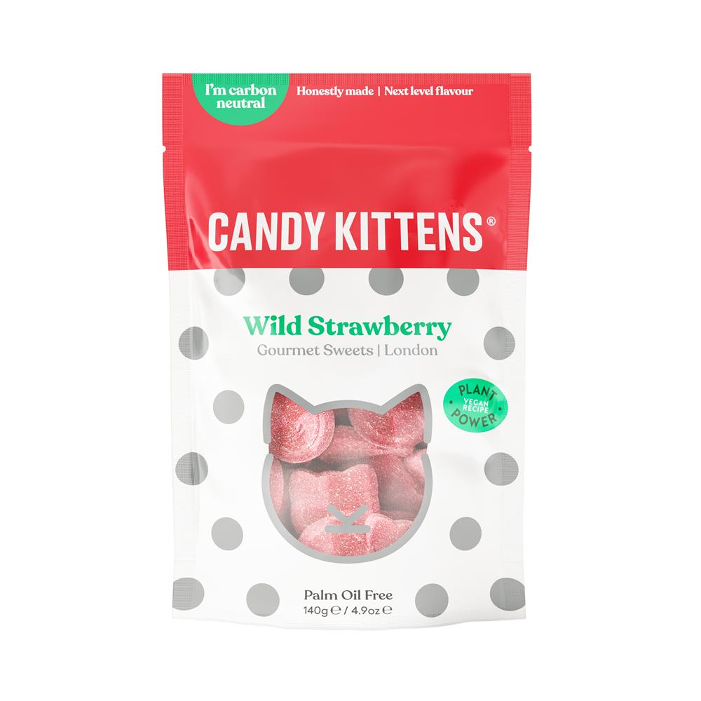 Candy Kittens Wild Strawberry Vegan Sweets 140g, Candy Kittens