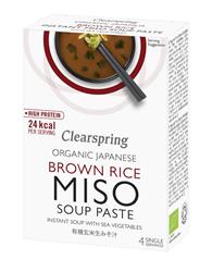 OG Japanese Brown Rice Miso Soup Paste with Sea Vegetables 4x15g, Clearspring