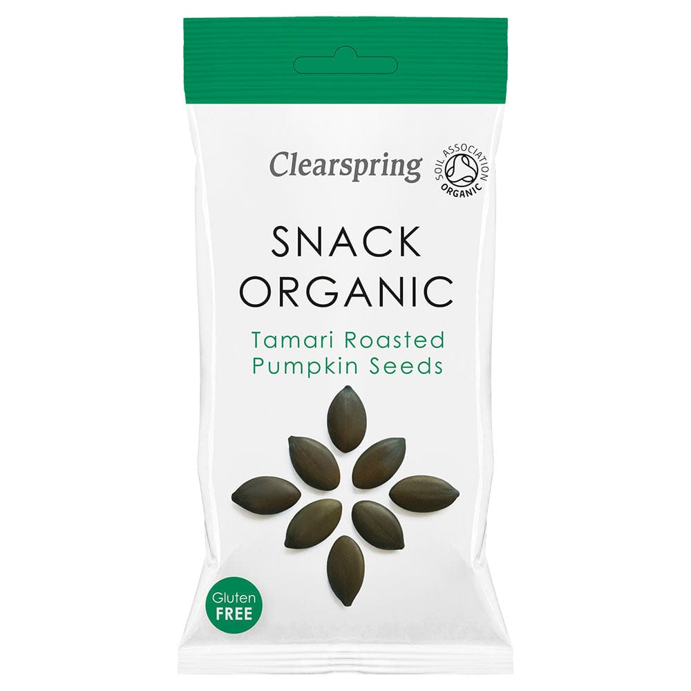 Snack Organic Tamari Roasted Pumpkin Seeds 30g, Clearspring