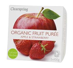 Organic Fruit Puree Apple/Strawberry (2x100g), Clearspring