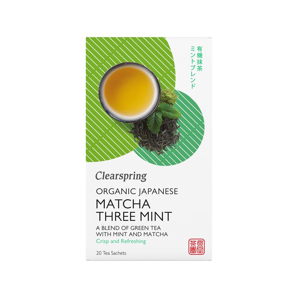 Organic Japanese Matcha Three Mint 20 Teabags, Clearspring