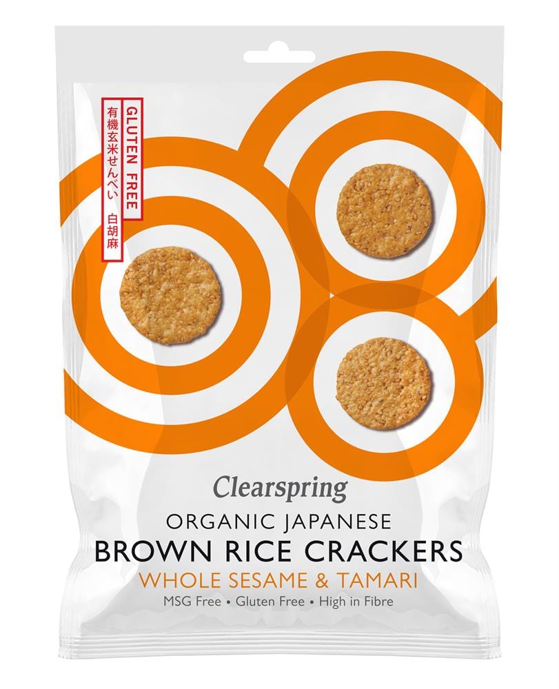 Organic Rice Crackers - Whole Sesame 40g, Clearspring