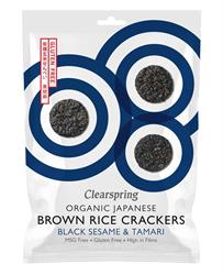 Organic Brown Rice Crackers - Black Sesame 40g, Clearspring