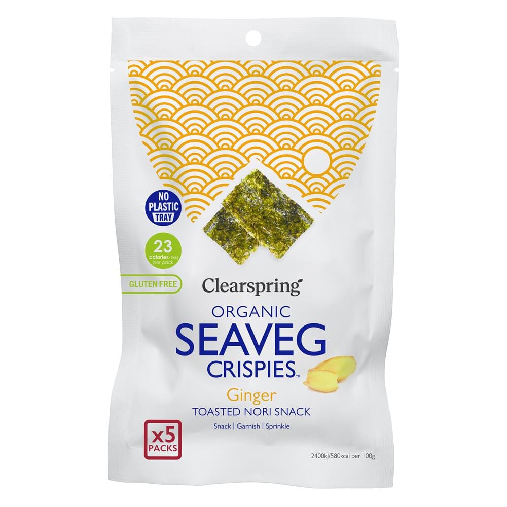 Ginger - Organic Seaveg Crispies Multipack (TRAYLESS) 20g, Clearspring