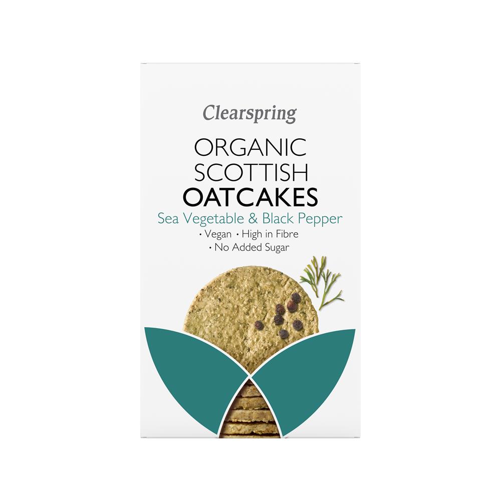 Organic Scottish Oatcakes Sea Veg & Black Pepper 200g, Clearspring