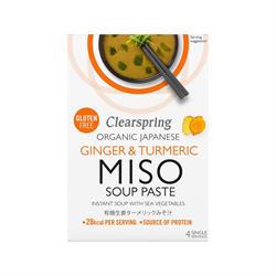 Organic Japanese Ginger & Turmeric Instant Miso Soup 60g, Clearspring