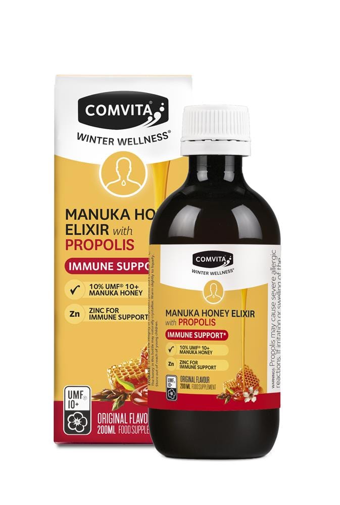 Manuka Honey & Propolis Herbal Elixir 200ml, Comvita