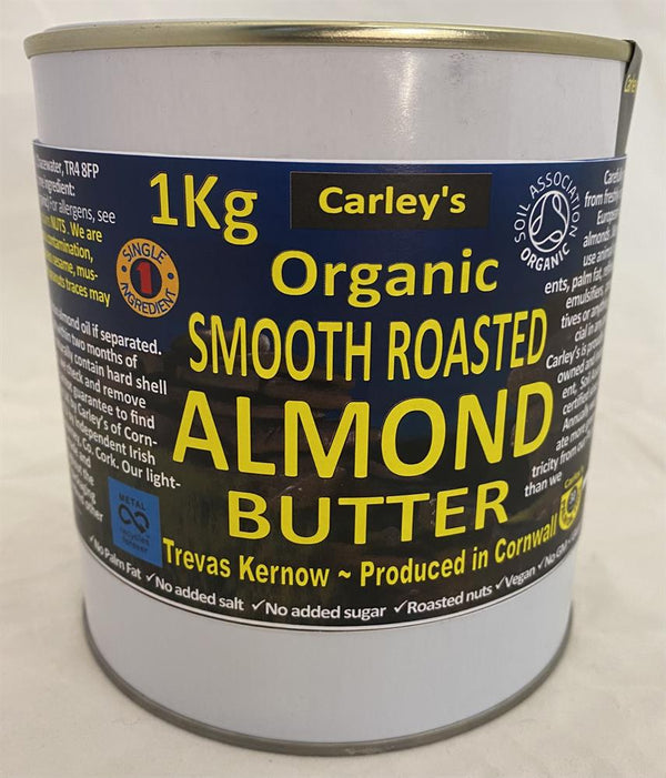 Organic SMOOTH ALMOND Butter 1000g Eco Tin, Carley's