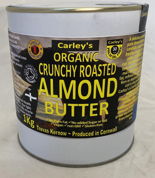 Organic CRUNCHY ALMOND Butter 1000g Eco Tin, Carley's