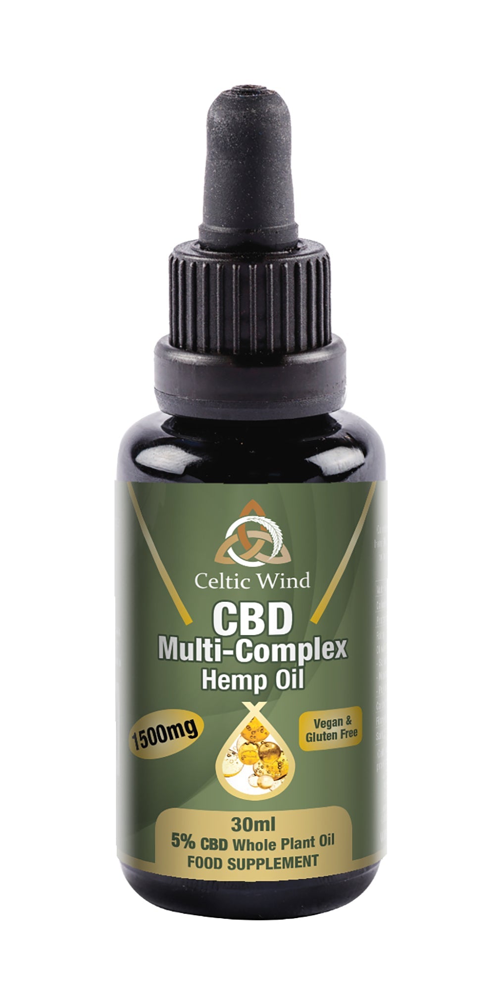 Multi-Complex Hemp CBD Oil - 30ml 5%/1500mg, Celtic Wind Crops