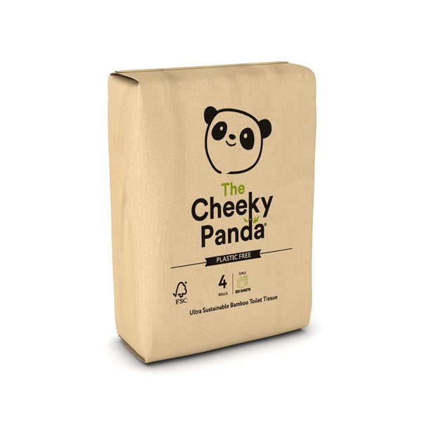 Plastic Free Ultra Sustainable Bamboo Toilet Roll - 4 Pack, Cheeky Panda