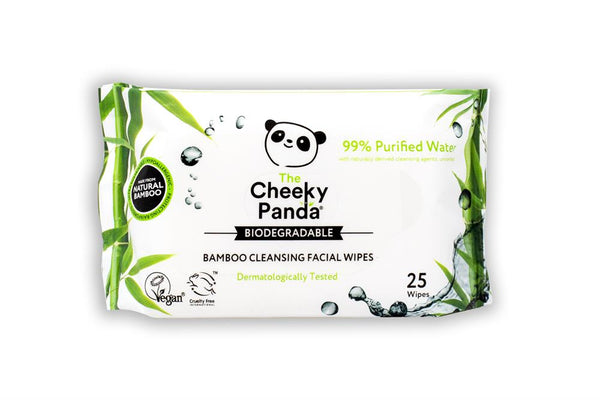 100% Bamboo Facial Cleansing Wipes Unscented 25 Wipes, Cheeky Panda