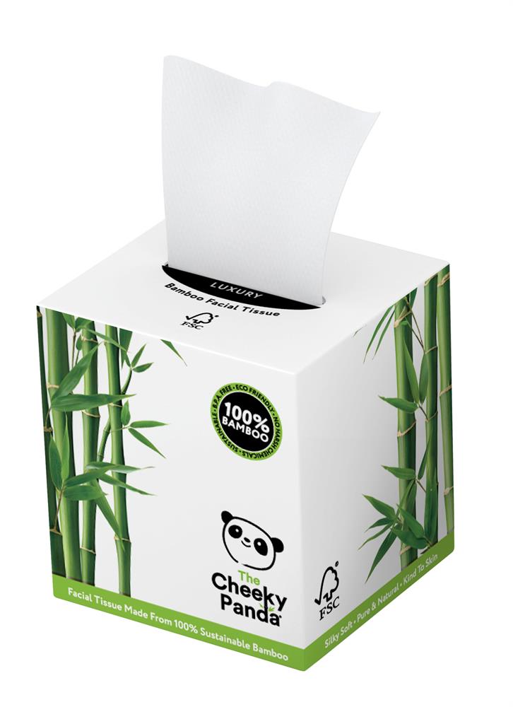 100% Bamboo Facial Tissue Cube 3ply 56 Sheets, Cheeky Panda