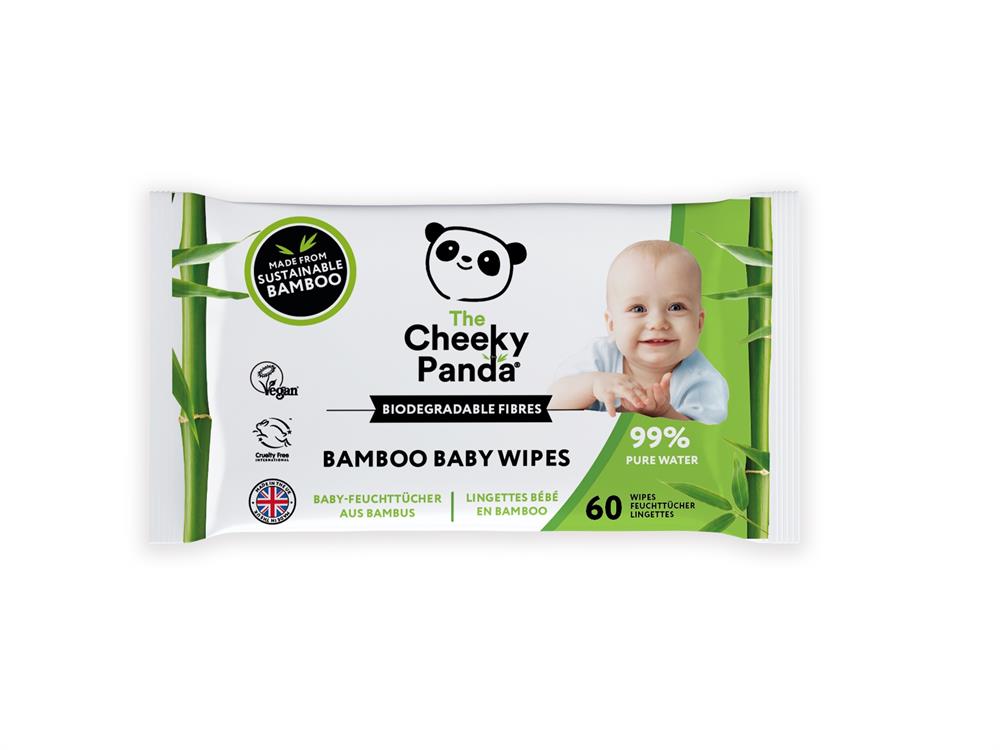 Biodegradable Bamboo Baby Wipes with 99% Purified Water, Cheeky Panda