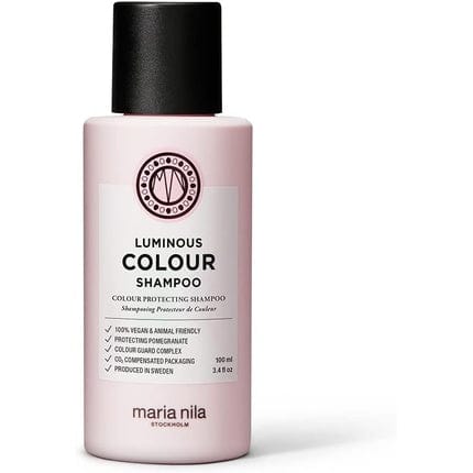 Maria Nila Luminous Colour Shampoo 100ml - Pomegranate Counteracts Dehydration - 100% Vegan and Sulfate/Paraben Free