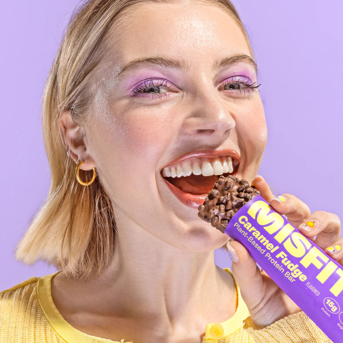 Misfits Health Misfits a base vegetale a base di caramello Fudge Protein Bar 50g