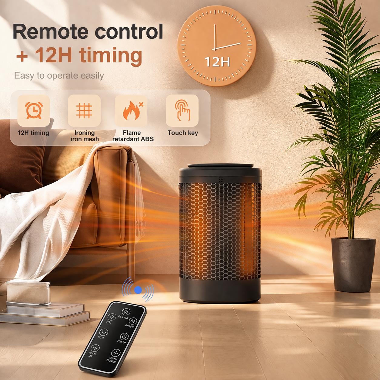 Wandmontierter Heizlüfter mit Fernbedienung – 2-in-1-Elektroheizung für warme und kühle Luft