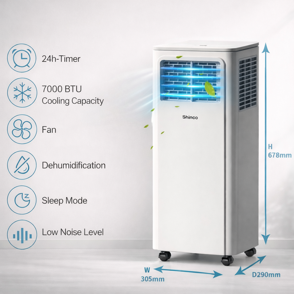 Condizionatore portatile: unità di raffreddamento, ventilazione e deumidificazione 3 in 1